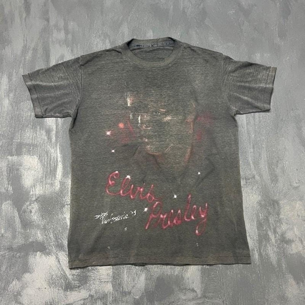 Vintage Elvis Presley Shirt Mens‎ Medium Black 1990s Airbrush USA
